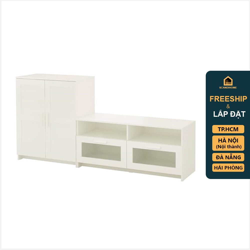 KALUA, COMBO Kệ TV 2 hộc kéo kết hợp tủ 3 tầng STO_051, 198x41x95cm