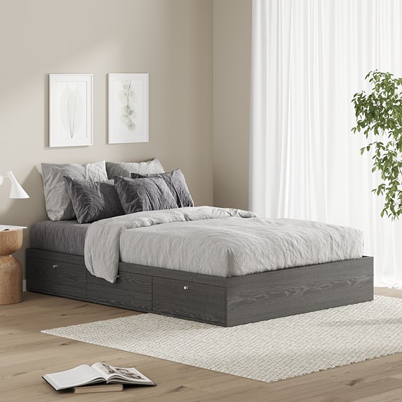 FELIX, Giường ngủ 3 ngăn tủ cánh mở BED_022, 203x30cm