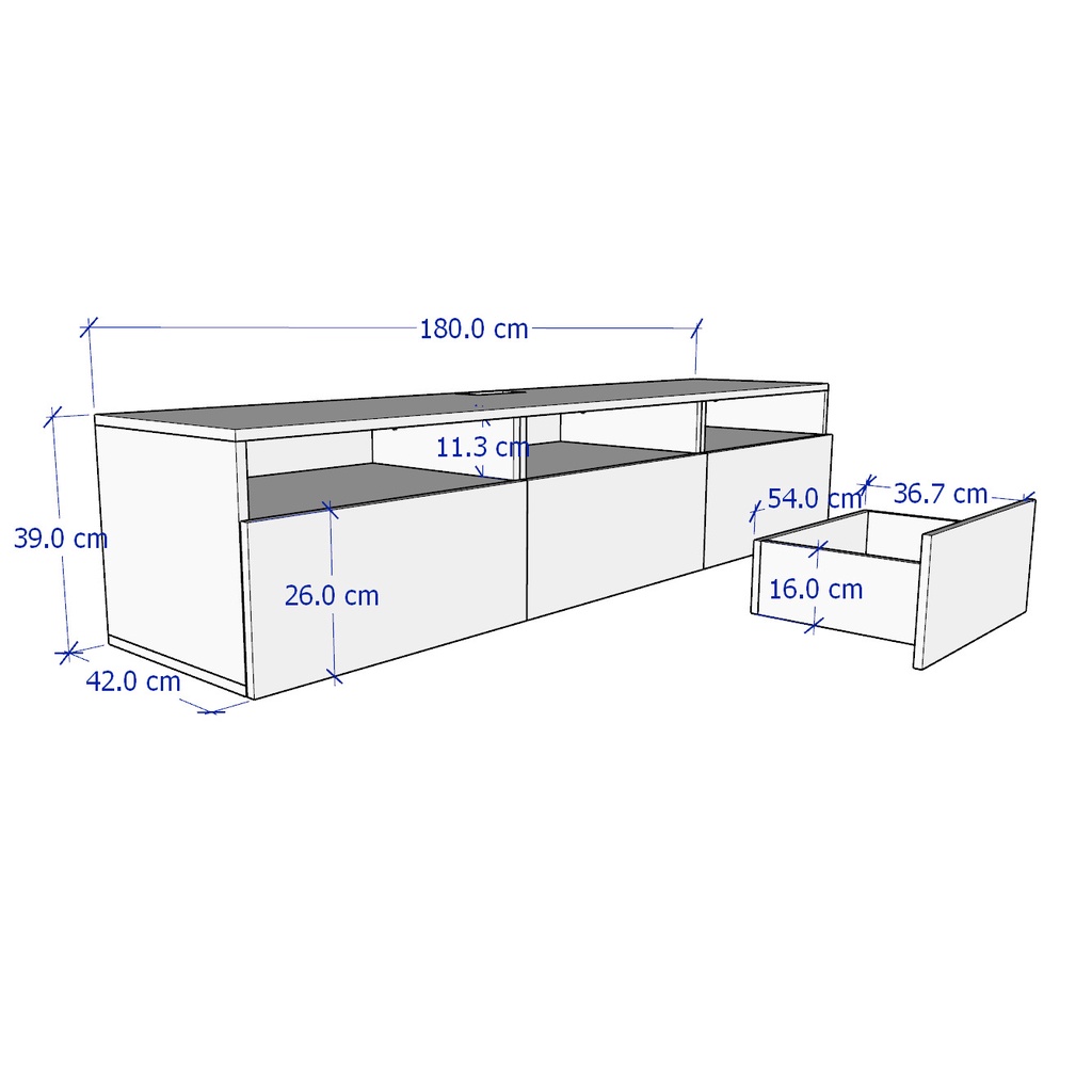 ATLANTA, COMBO Kệ TV kèm kệ tủ 3 gian treo tường STO_018, 180x42x185cm