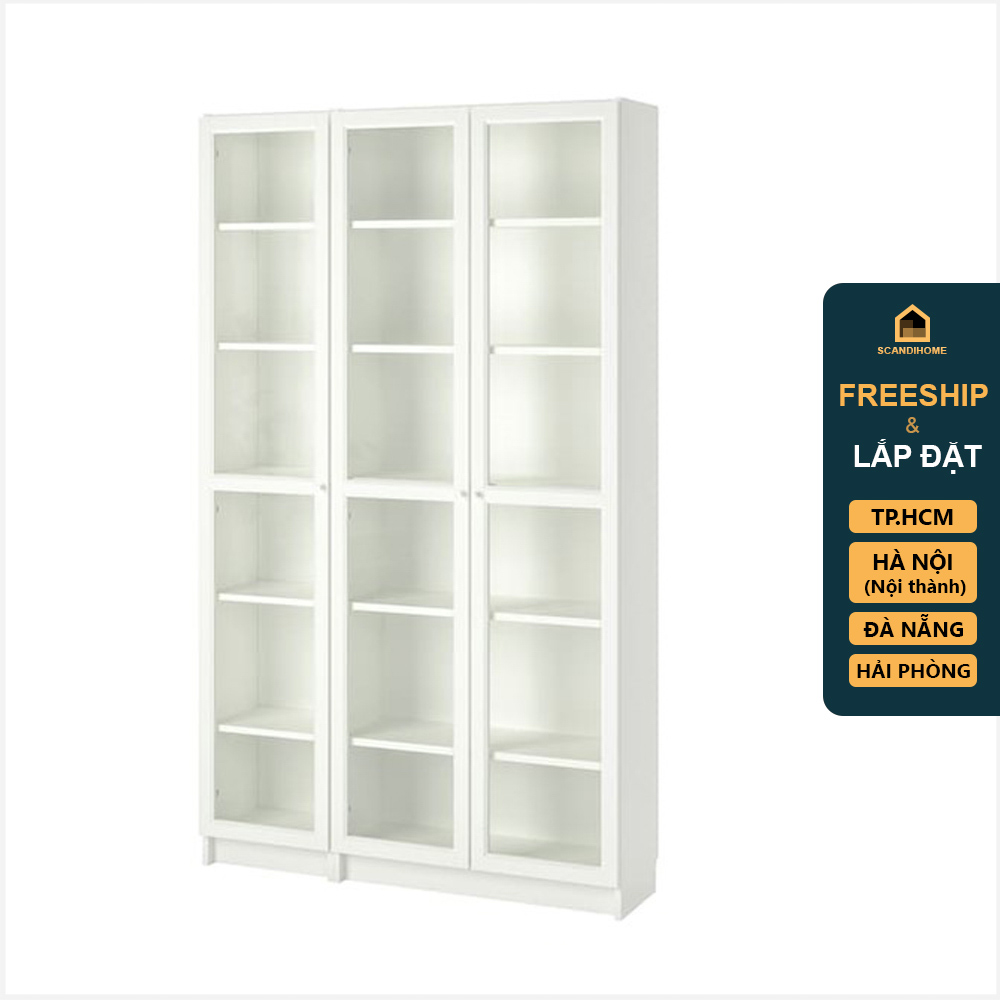 JELLY, Kệ sách 2 gian 6 tầng cửa kính SHE_041, 120x30x202cm