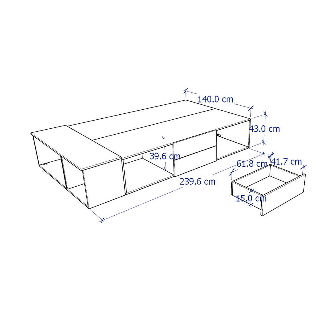 GALLOTTI, Giường ngủ đa năng kèm kệ BED_009, 140x244x43cm