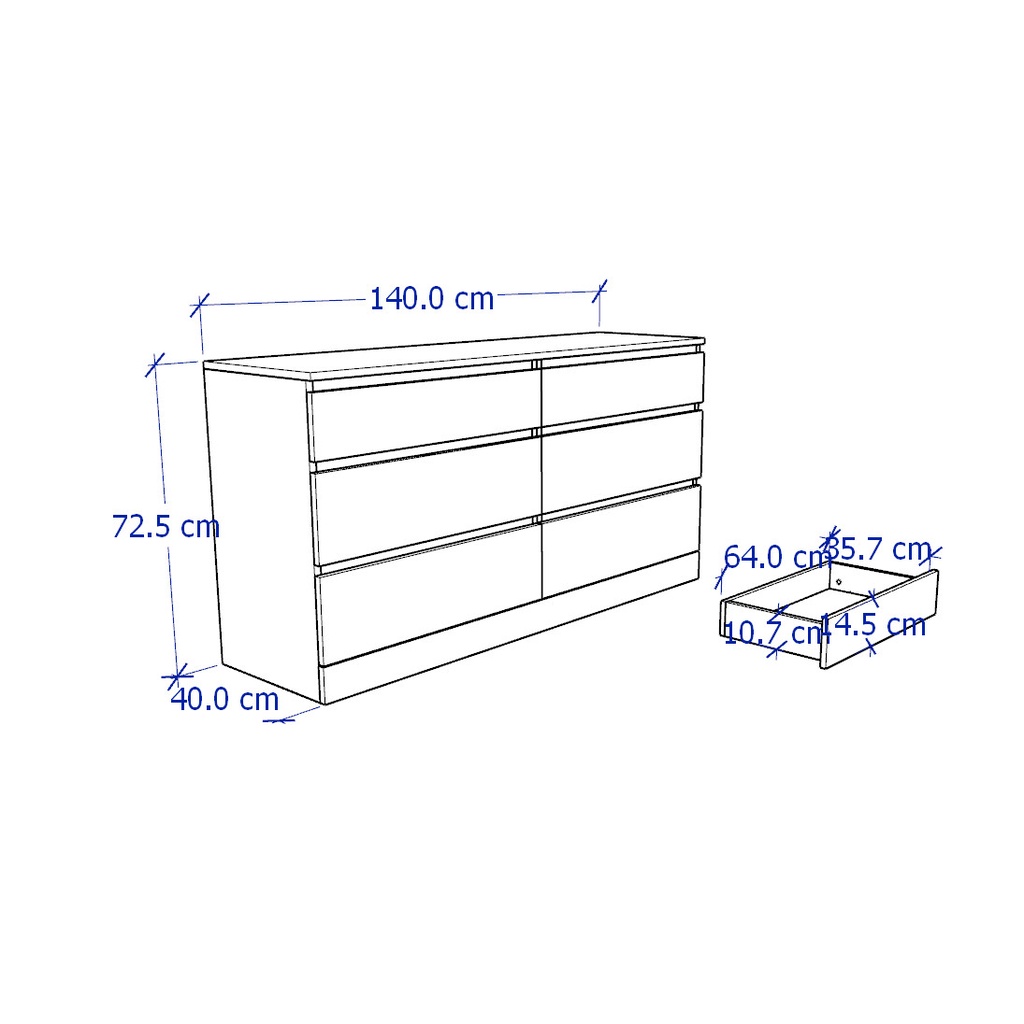 MOLTENI, Tủ lưu trữ đồ 3 tầng 6 ngăn size nhỏ DRA_084, 140x40x72cm