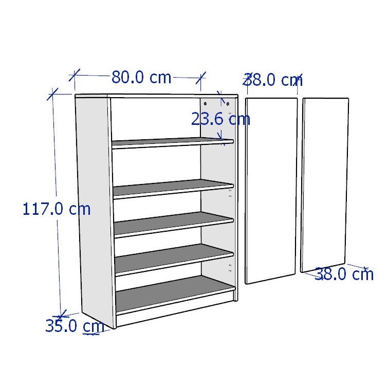 MOLTENI, Tủ giày 5 tầng cao cấp SHO_001, 80x35x117cm