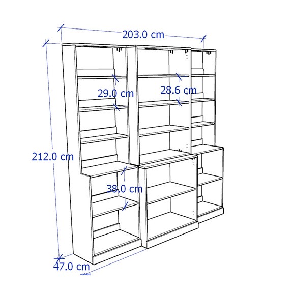 BODO, COMBO 2 Kệ trưng bày cửa kính STO_081, 203x47x212cm