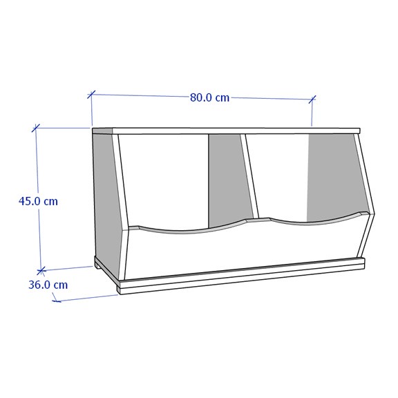 MELIA, Tủ 2 ngăn gợn sóng đựng đồ chơi cho trẻ STO_090, 80x40x45cm