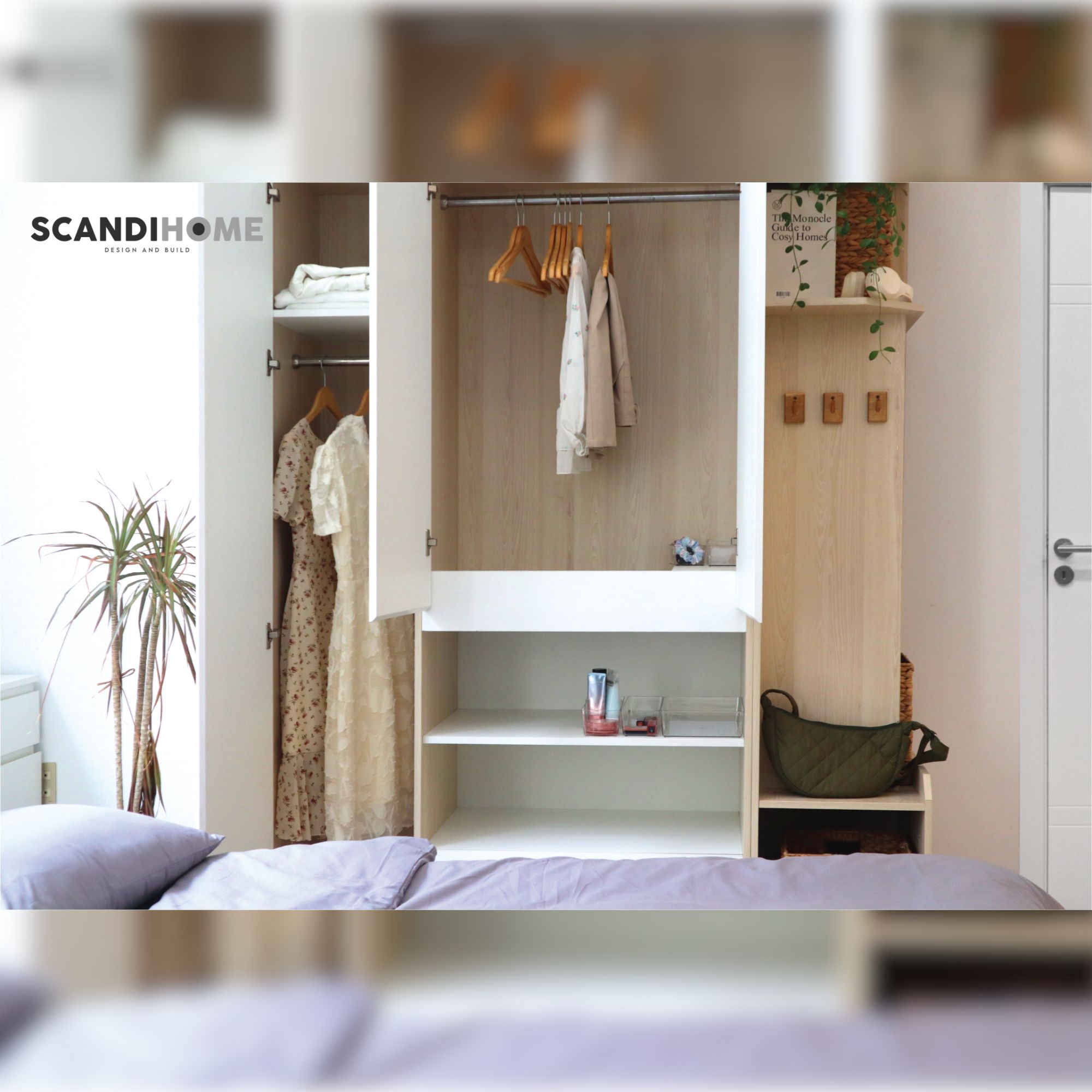 RAYA, Tủ quần áo đa năng 3 phần WAR_500, 160x60x260cm (Ngang x Sâu x Cao), Scandi Home