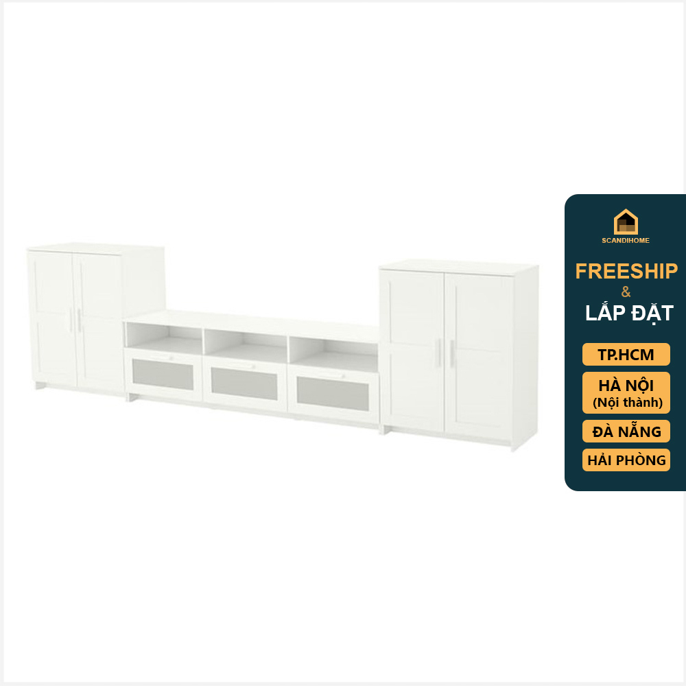 KALUA, COMBO Bộ đôi tủ 3 tầng kết hợp kệ TV 3 hộc kéo STO_054, 336x41x95cm