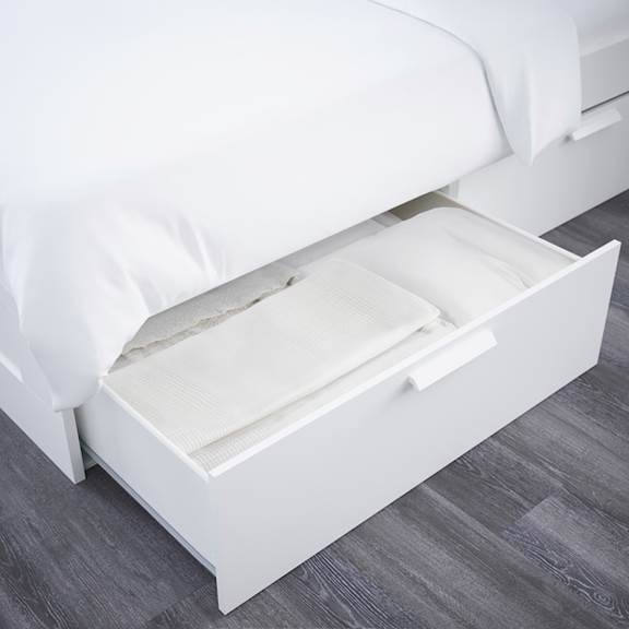 KALUA, Giường ngủ tân cổ điển 4 hộc tủ kèm kệ đầu giường BED_037, 232x111cm