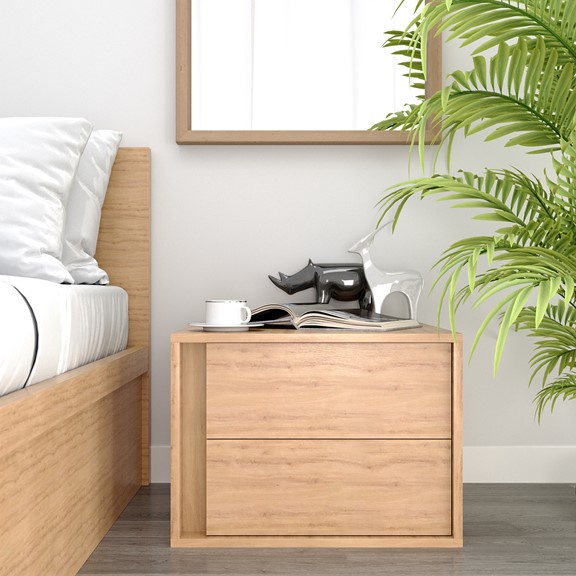 BIBAO, Táp đầu giường 2 ngăn mở hông DRA_028, 56x58x41cm