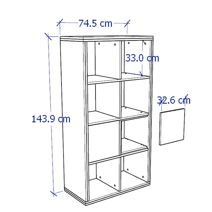 FELIX, Kệ trưng bày vật dụng 2x4 SHE_047, 75x38x144cm