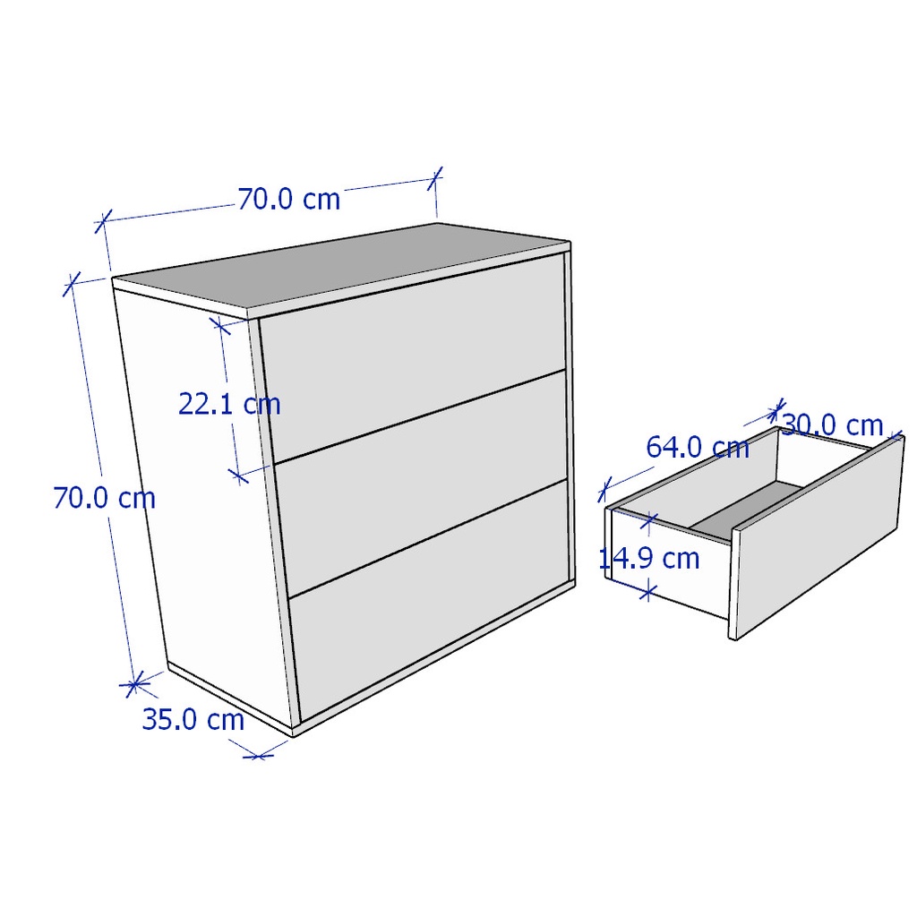 NIKOS, Tủ lưu trữ 3 tầng CBN_007, 70x35x70cm