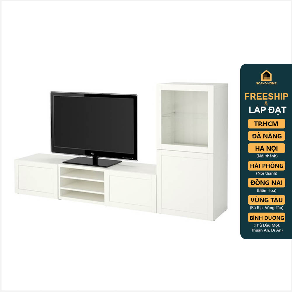 ATLANTA, COMBO Kệ TV kèm kệ trưng bày cửa kính STO_050, 240x42x128cm