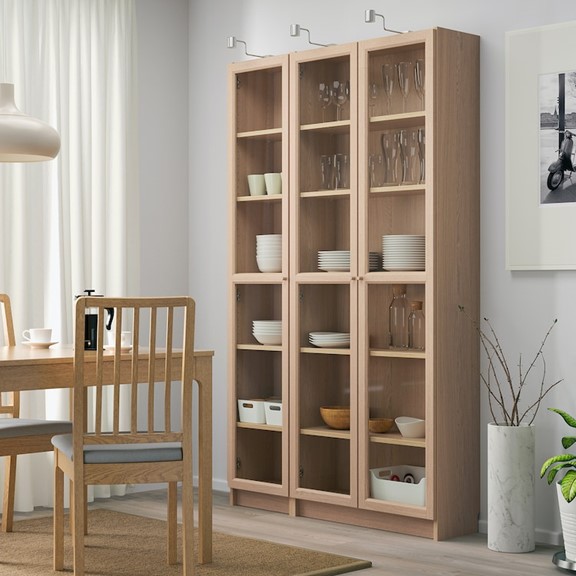 JELLY, Kệ sách 2 gian 6 tầng cửa kính SHE_041, 120x30x202cm