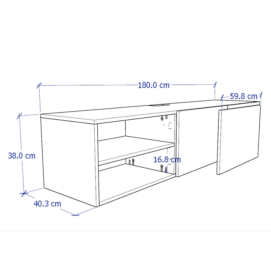 ATLANTA, Kệ TV treo tường đa năng 3 ngăn lưu trữ STO_019, 180x42x38cm