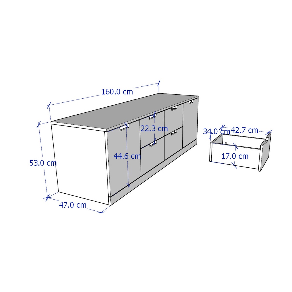 BANALDO, Tủ đựng đồ lưu trữ 6 hộc kéo DRA_056, 160x47x53cm
