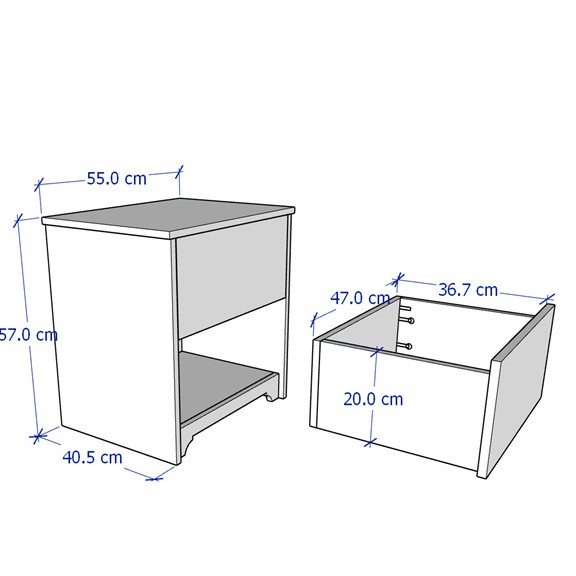 FUSION, Táp đầu giường 1 ngăn kéo DRA_133, 55x41x57cm