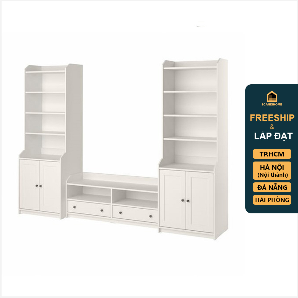 BAHIA, COMBO Kệ TV kết hợp kệ tủ trưng bày STO_067, 278x46x199cm