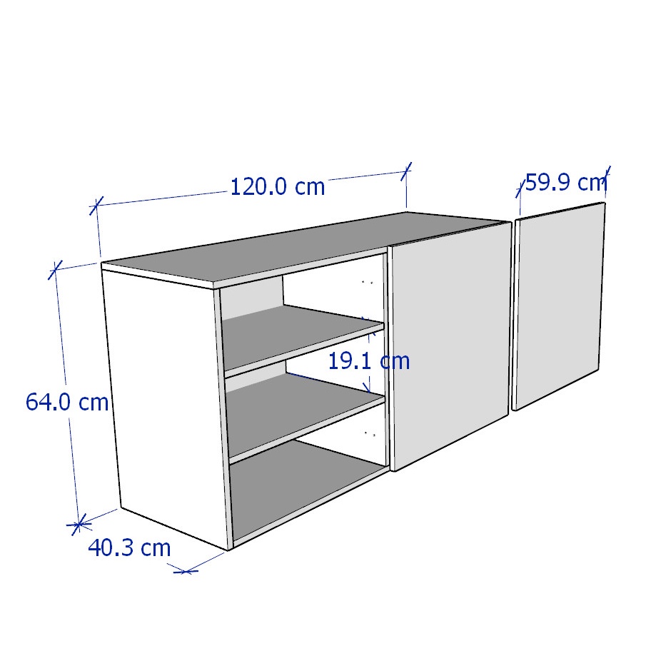 ATLANTA, Tủ treo tường 2 cánh nằm ngang STO_020, 120x42x64cm