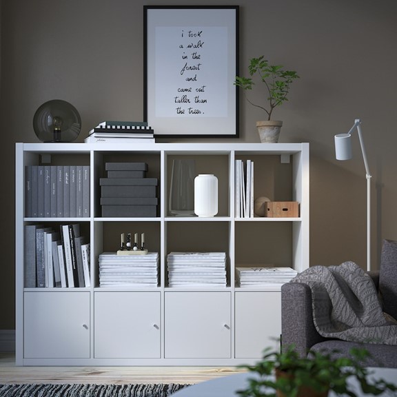 FELIX, Kệ sách 4x3 kèm 4 ô cửa SHE_015, 144x38x109cm