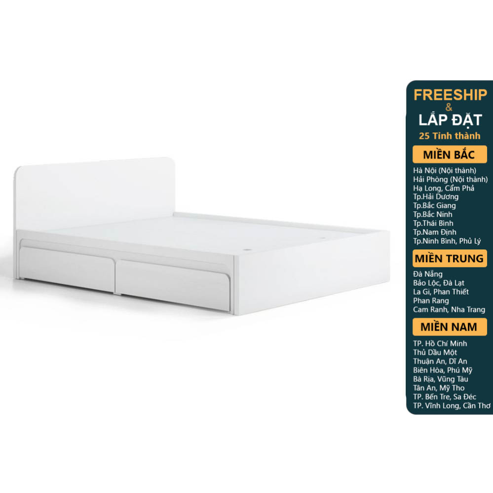EMMA, Giường ngủ 2 hộc tủ kéo BED_124, 207x80cm