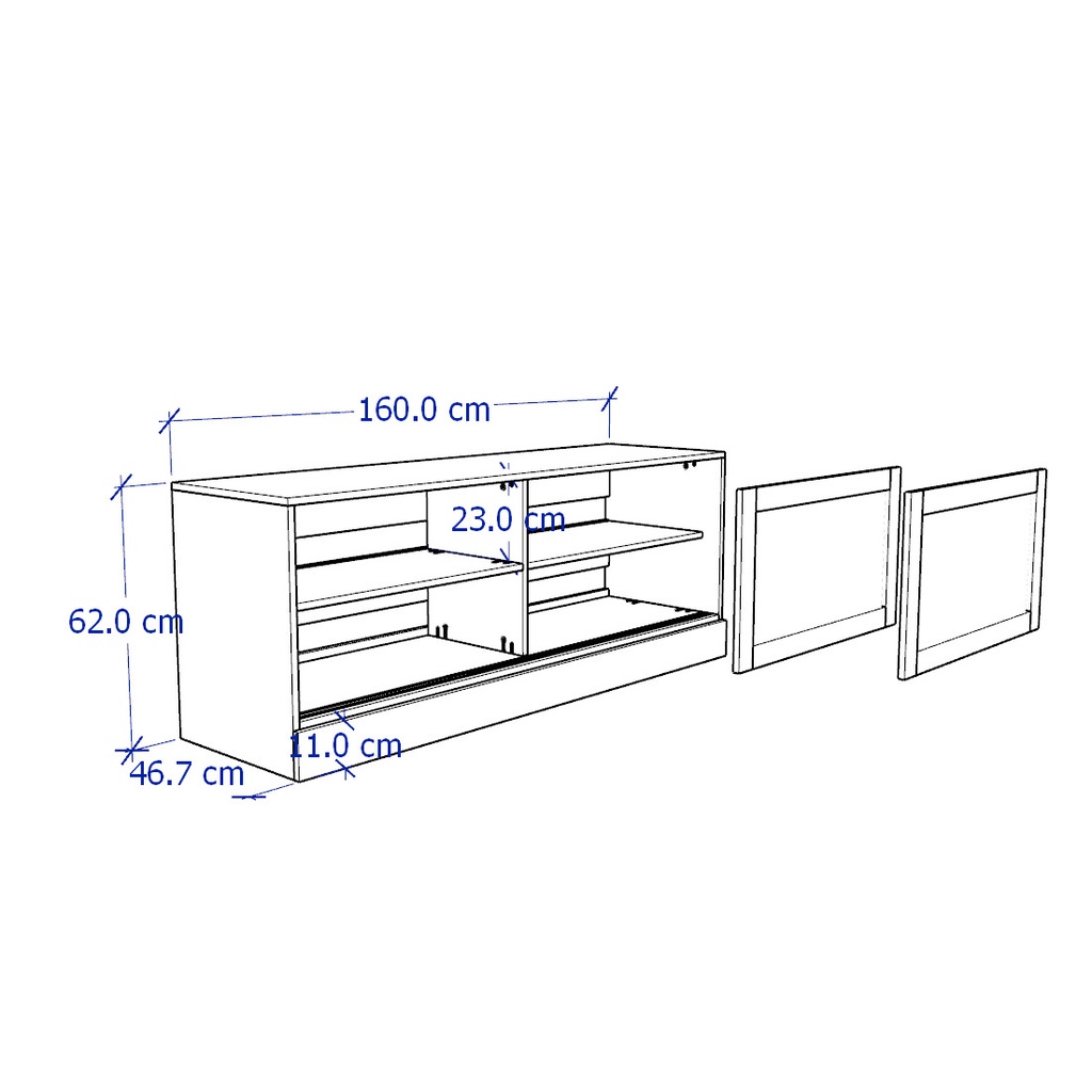 BODO, Kệ TV đa năng mặt kính CAB_003, 160x47x62cm