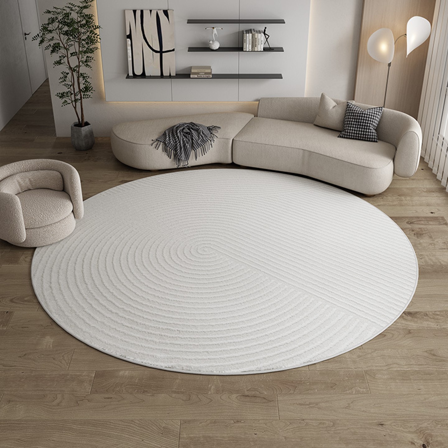 KATE, Thảm tròn hoa văn chải cát, RUG_010