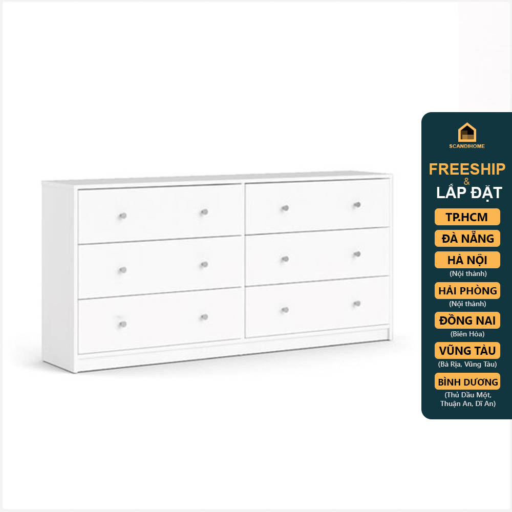 GUILF, Tủ lưu trữ đồ dùng hiện đại 3 tầng 6 ngăn kéo DRA_115, 143x35x68cm
