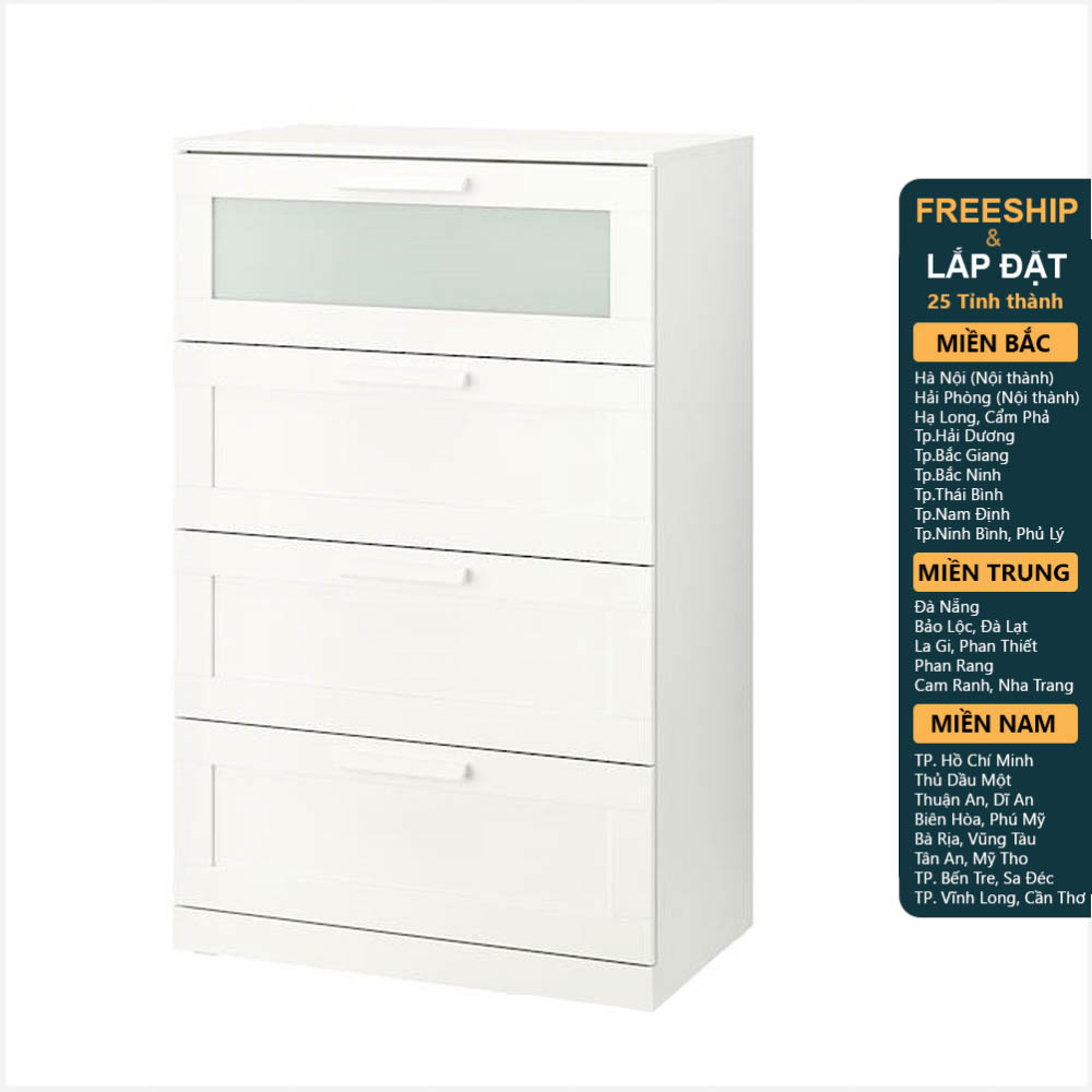 KALUA, Tủ lưu trữ đồ dùng tân cổ điển 4 ngăn DRA_094, 78x46x124cm