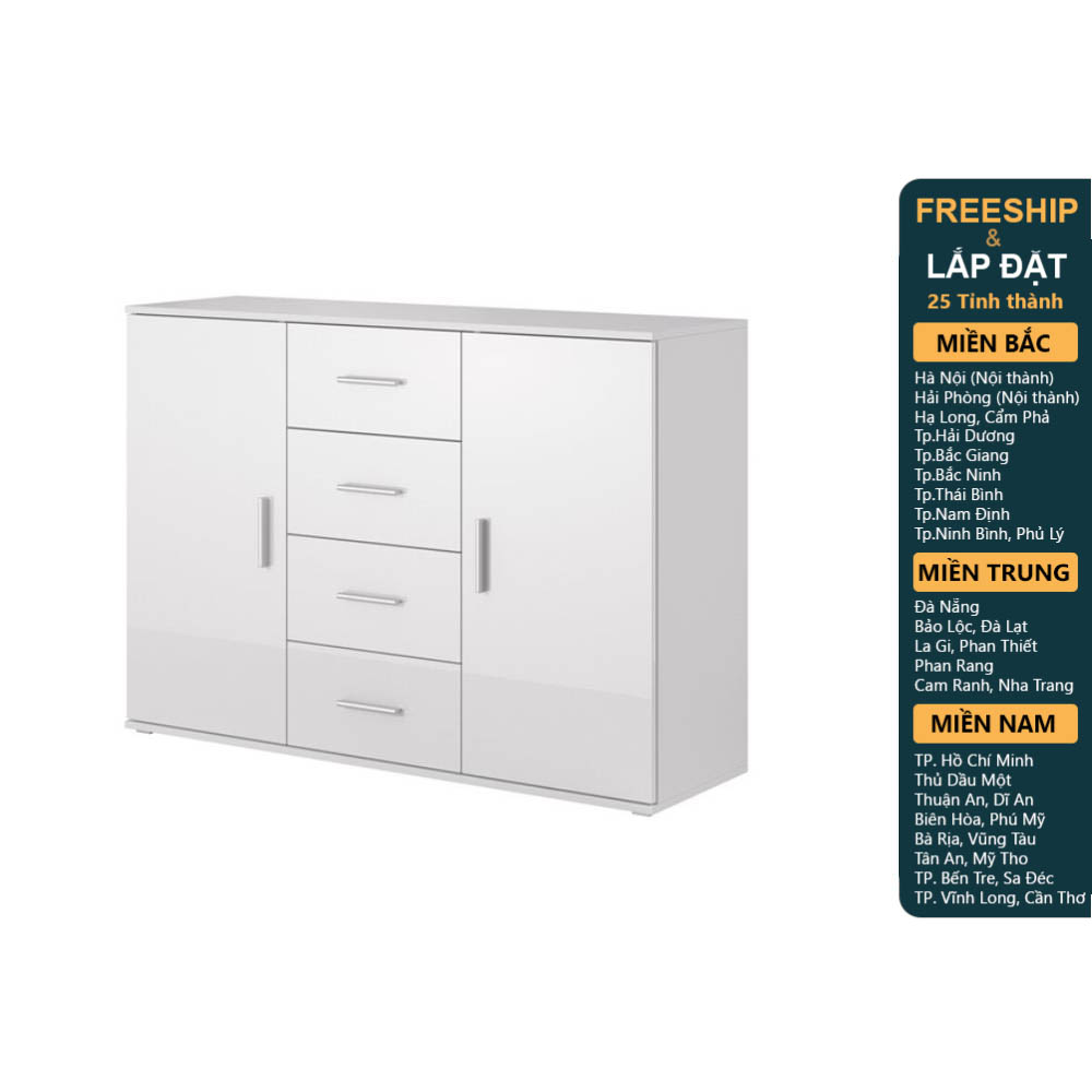 KALUA, Tủ lưu trữ đồ dùng 2 gian 5 ngăn kéo DRA_198, 132x38x92cm