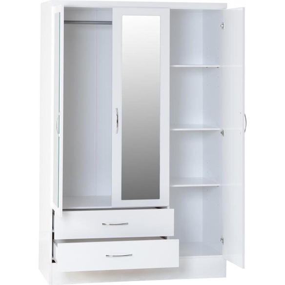 EDLE, Tủ quần áo kèm hộc tủ kéo có gương WAR_048, 117x52x180cm