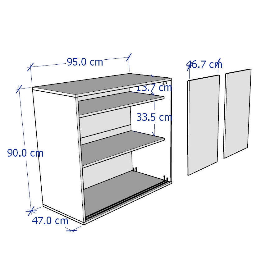 SOSIA, Tủ lưu trữ đồ dùng 2 cửa lùa STO_033, 95x47x90cm
