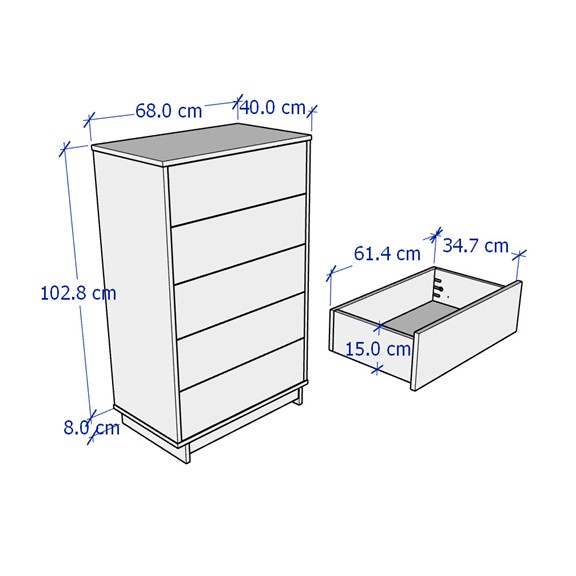 ALTIE, Tủ lưu trữ 5 ngăn kéo Bắc Âu DRA_140, 68x40x111cm