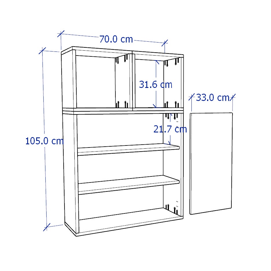 NIKOS, Kệ lưu trữ đồ dùng 4 tầng STO_057, 70x25x105cm