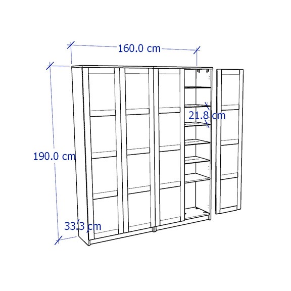 KALUA, Kệ trưng bày 7 tầng cửa kính SHE_066, 160x35x190cm