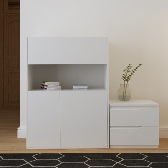 NOVO, Tủ lưu trữ đồ dùng 2 cánh kèm ngăn kéo DRA_208, 92x45x124cm