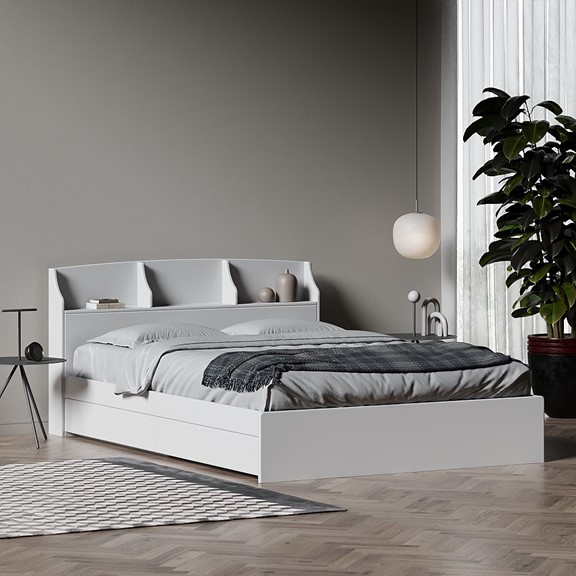 WINDY, Giường ngủ 4 ngăn tủ kéo kèm kệ đầu giường BED_082, 217x82cm