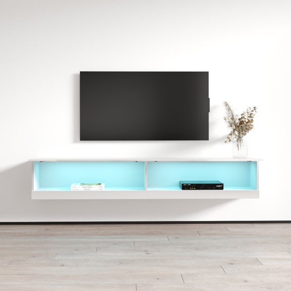 MALE, Kệ TV đa năng treo tường kèm đèn led TVD_008, 180x40x30cm