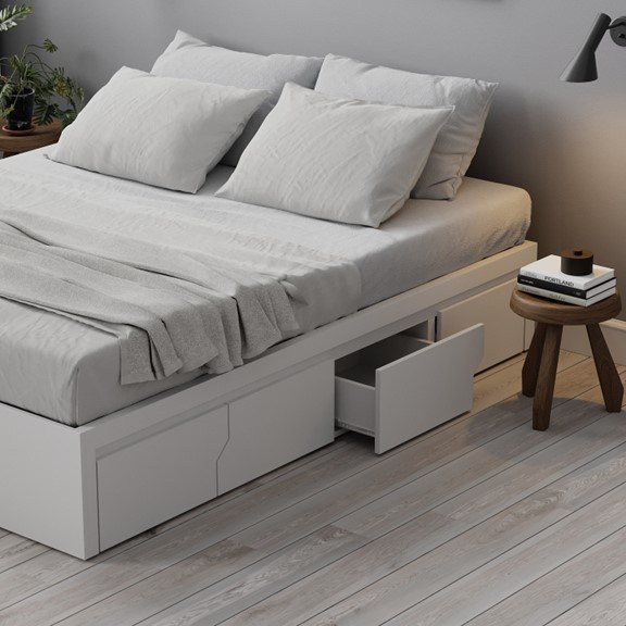 KARA, Giường ngủ 4 ngăn kéo BED_136, 203x35cm, sản xuất bởi Scandi Home