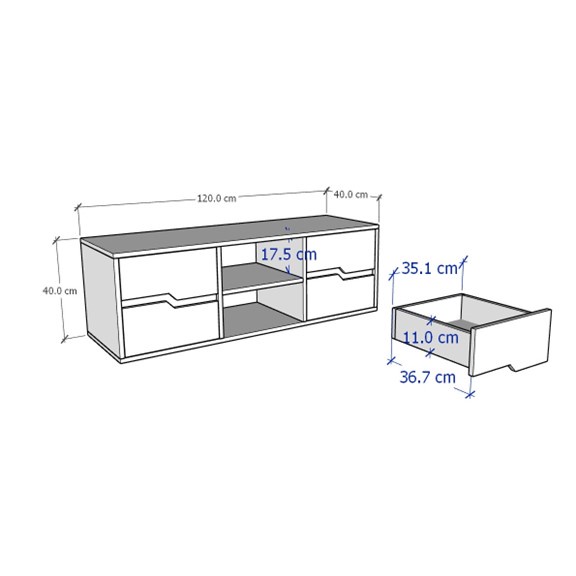 DORY, Kệ TV, DRA_285, 120x40x40cm, sản xuất bởi Scandi Home