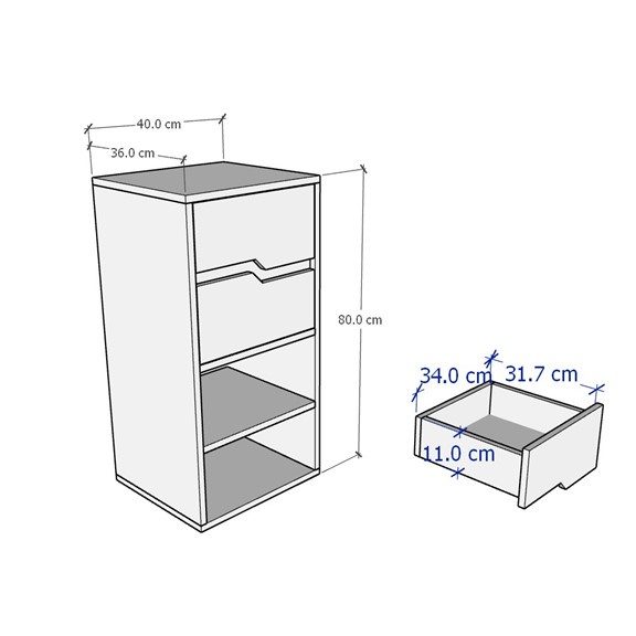 DORY, Tủ đựng hồ sơ DRA_293, 40x36x80cm, sản xuất bởi Scandi Home