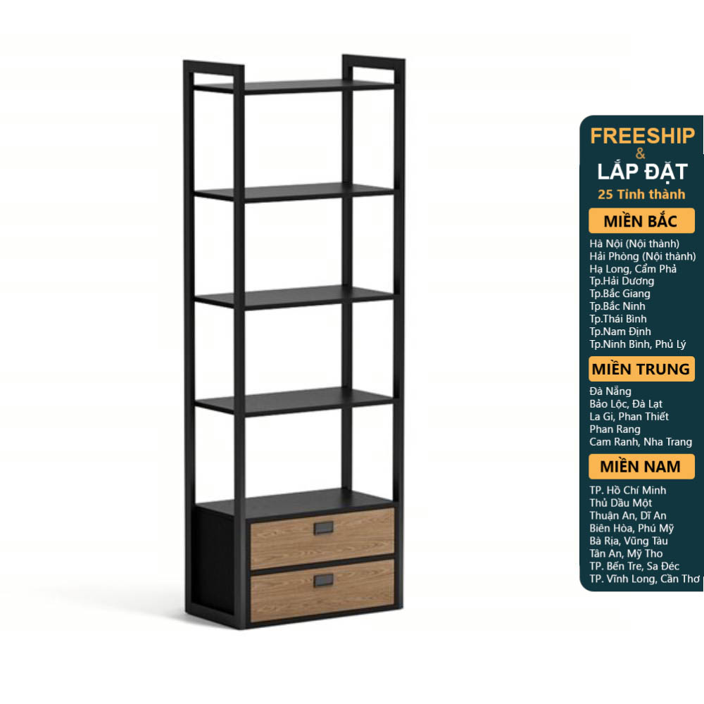 HENRY, Kệ trưng bày 4 tầng 2 ngăn kéo SHE_136, 65x35x185cm