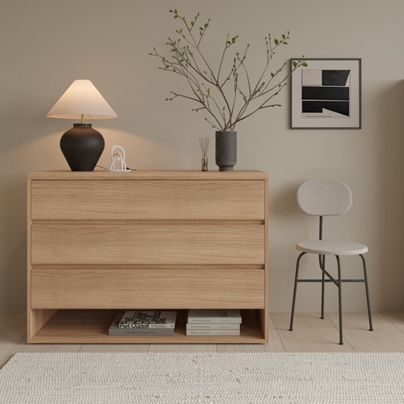 NORDIC, Tủ đựng đồ lưu trữ 3 ngăn kéo DRA_024, 120x56x85cm