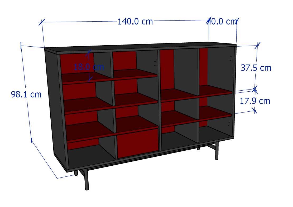JAM, Tủ trang trí, lưu trữ STO_142, 140x40x98cm, sản xuất bởi Scandi Home