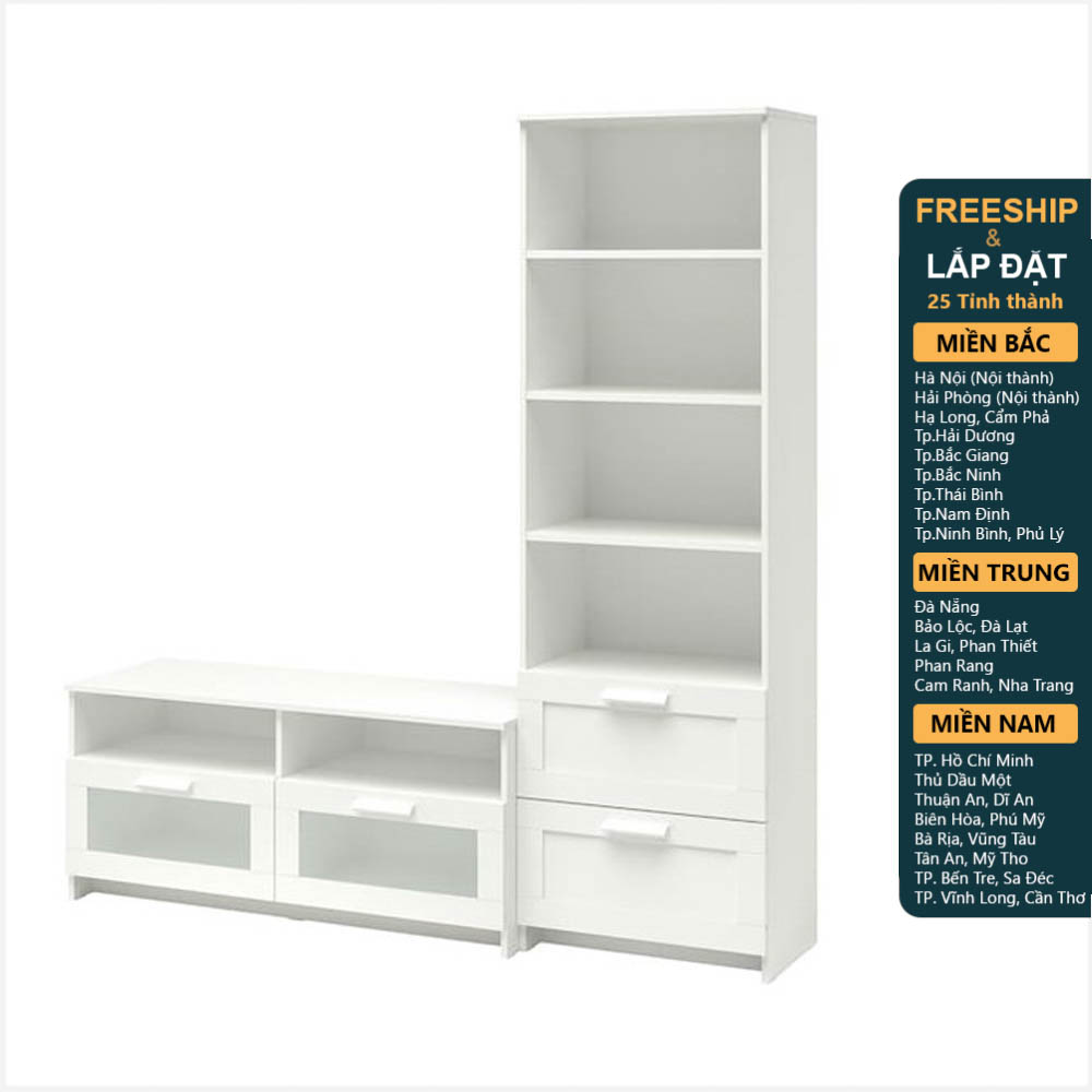 KALUA, COMBO Kệ TV 2 hộc kéo kết hợp kệ tủ cao STO_052, 180x41x190cm