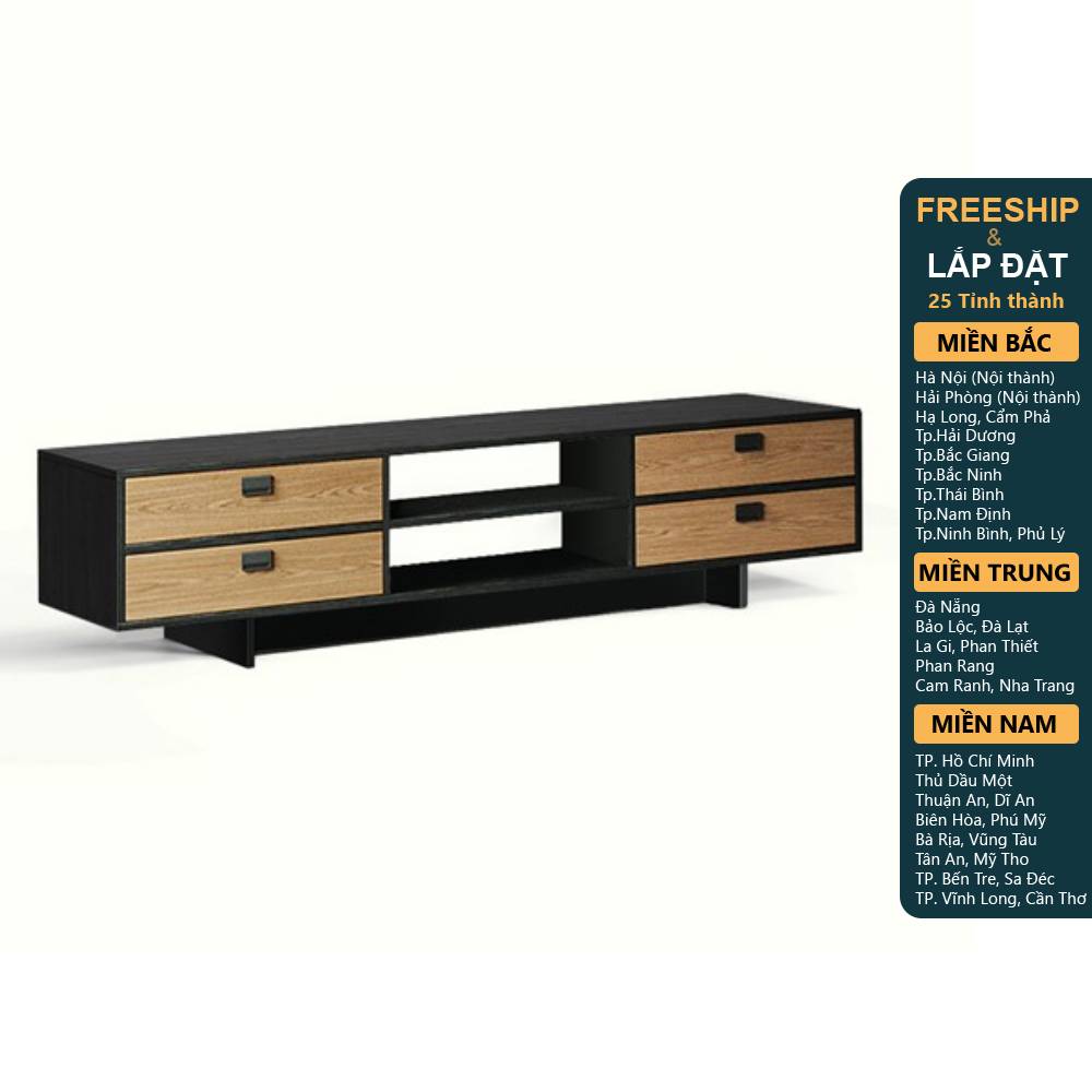 HENRY, Kệ TV 4 ngăn kéo hiện đại TVD_056, 200x40x45cm