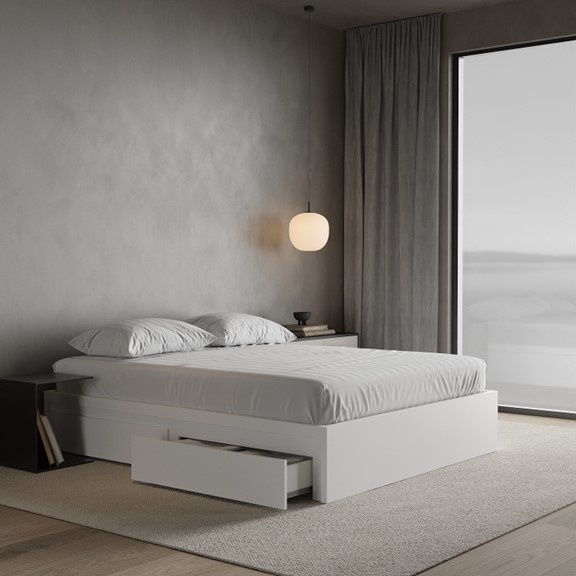 MOLTENI, Giường ngủ 2 hộc tủ, 1m2 BED_144, 210x35cm, sản xuất bởi Scandi Home