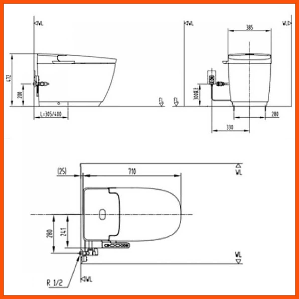 Bản vẽ Bồn cầu INAX AC-816VN 