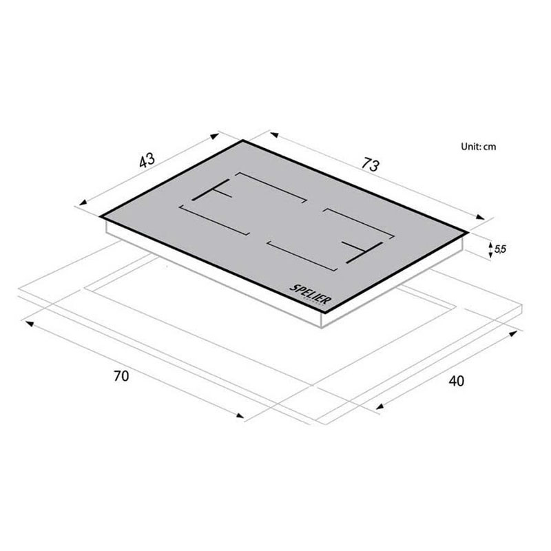 Bản vẽ kỹ thuật của bếp từ Spelier SPM-988i PLUS
