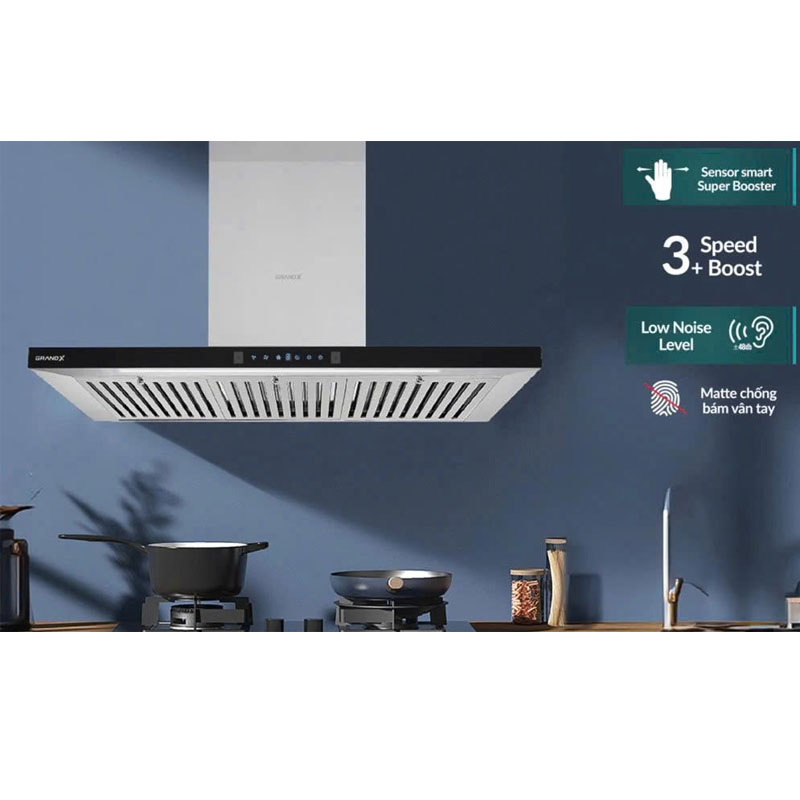 Bảng điều khiển cảm ứng Digital Smart 3 cấp độ trên máy hút mùi GrandX GX H90T65