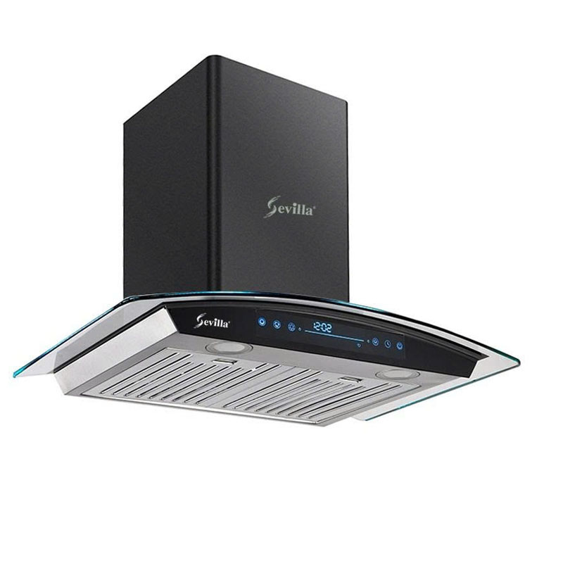 Bảng điều khiển cảm ứng 3 tốc độ với màn hình LED hiện đại trên máy hút mùi Sevilla SV 790.